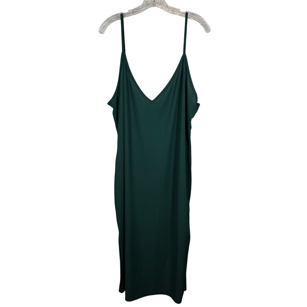 Pretty Little Things, Plus Size Ribbed Midi Forest Green Dress, Size 22